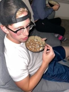 A picture of myself eating a bowl of cereal